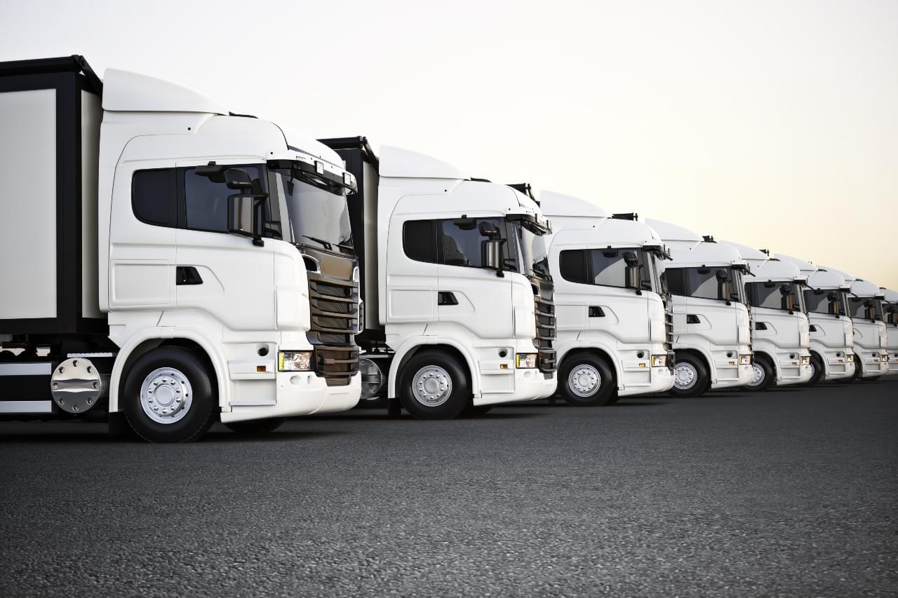Fleet of trucks with gps tracking