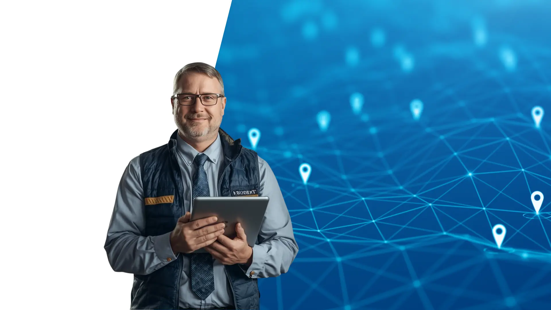 Fleet manager reviewing real-time vehicle locations