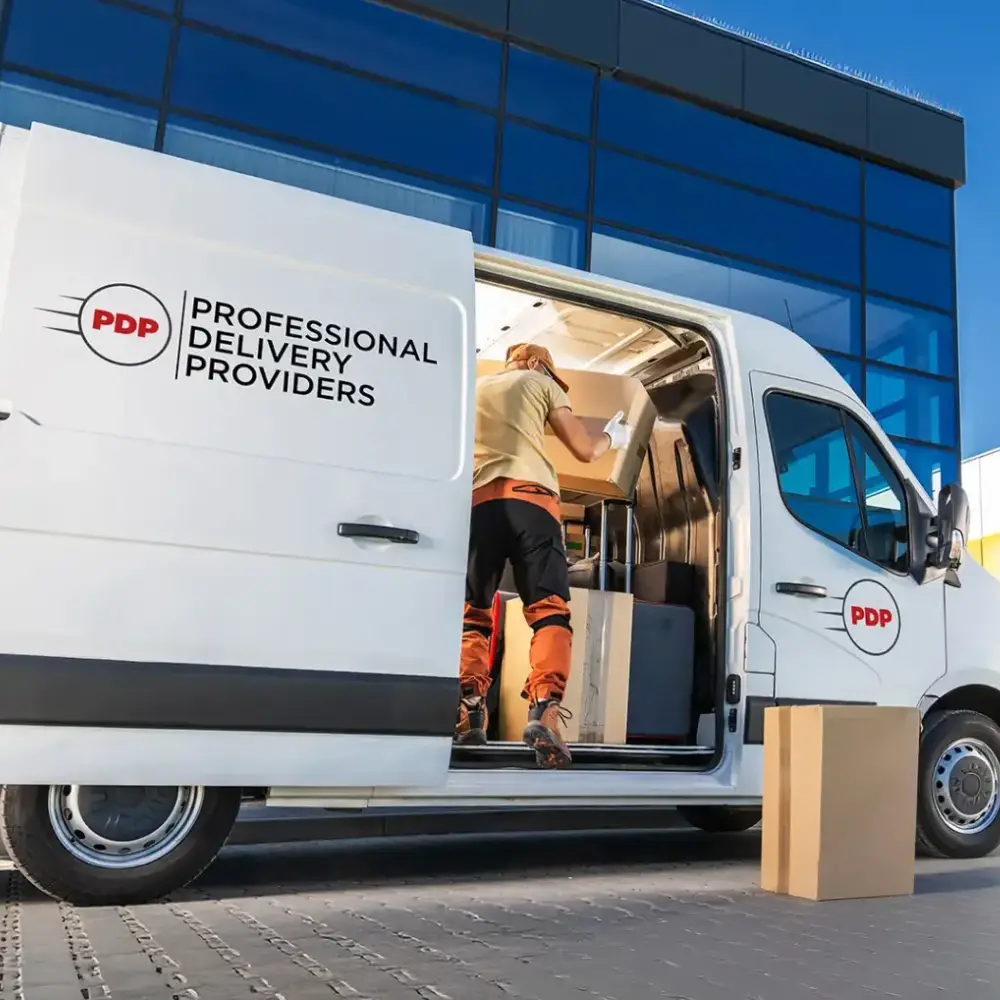 Professional Delivery Providers van at a delivery location