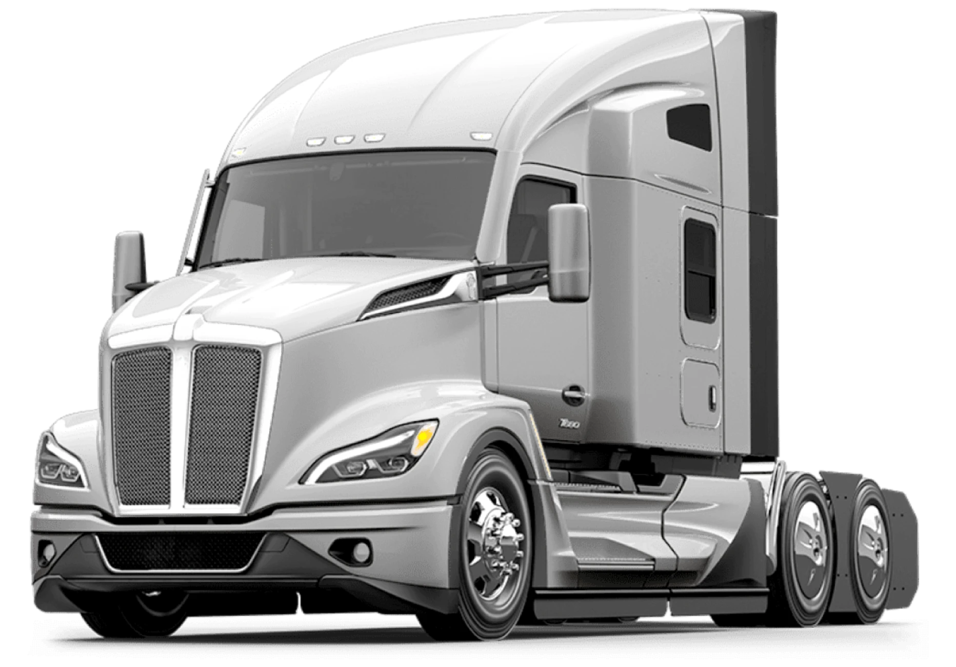 A silver semi truck surrounded by feature callouts — 81+ prebuilt integrations, free open API, unlimited users across every integration, and no integration fees — illustrating that One Step GPS connects to a large operation's existing systems at no added cost.