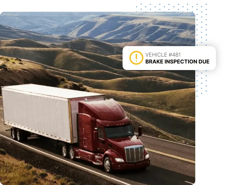 Truck driving with a break inspection due