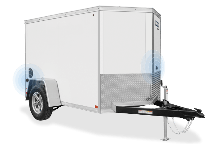 Trailer with battery trackers attached