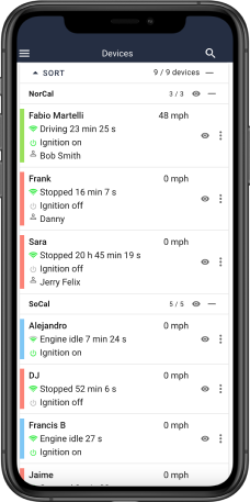 Fleet tracking on mobile device