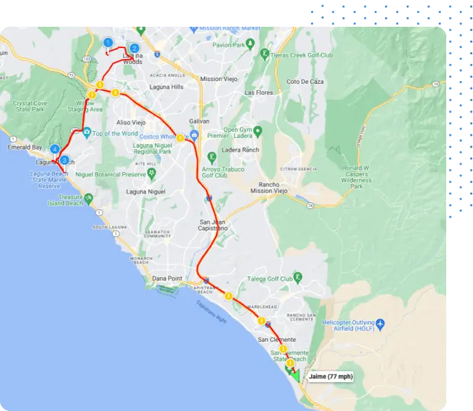 Google map of Southern Orange County of California