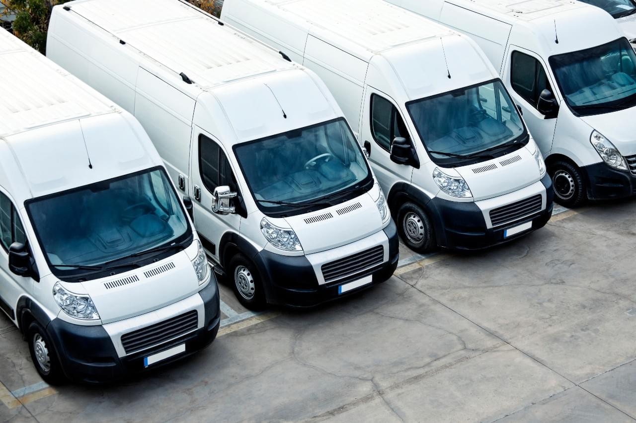 Fleet vehicles lined up