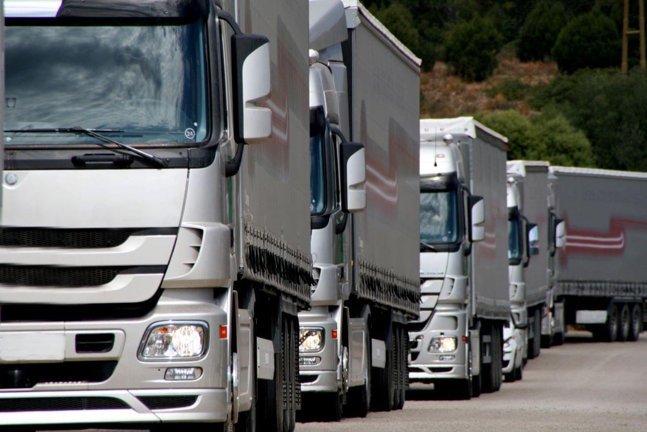 line of trucks with gps fleet tracking