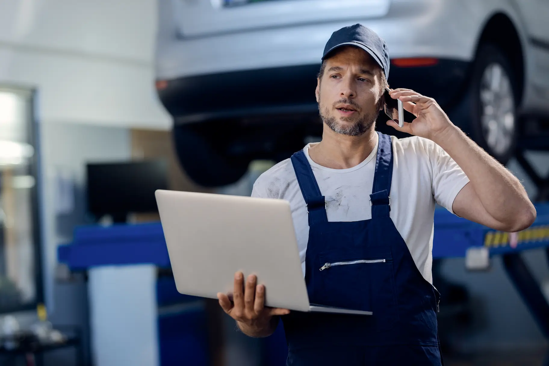 mechanic on phone