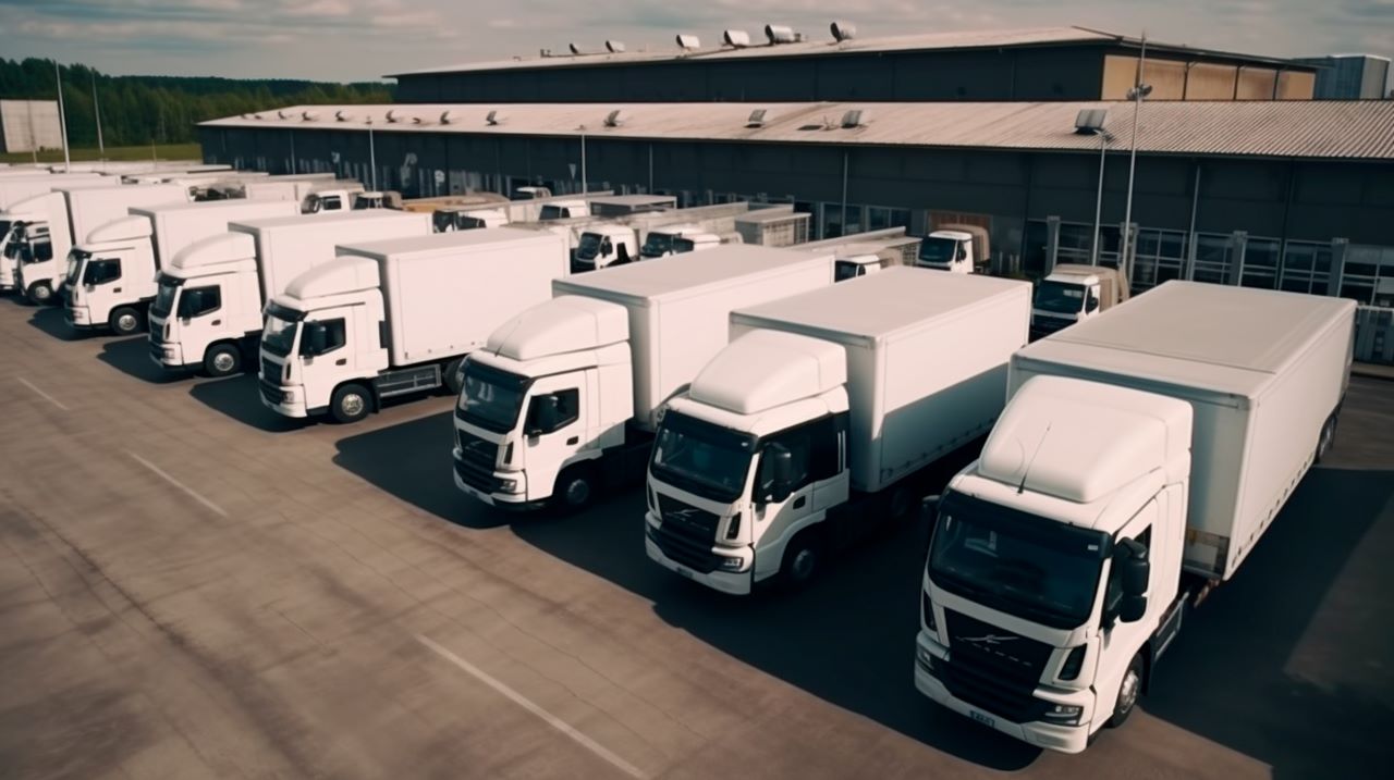 Line of Fleet Vehicles with GPS tracking