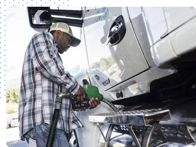 Person refueling truck