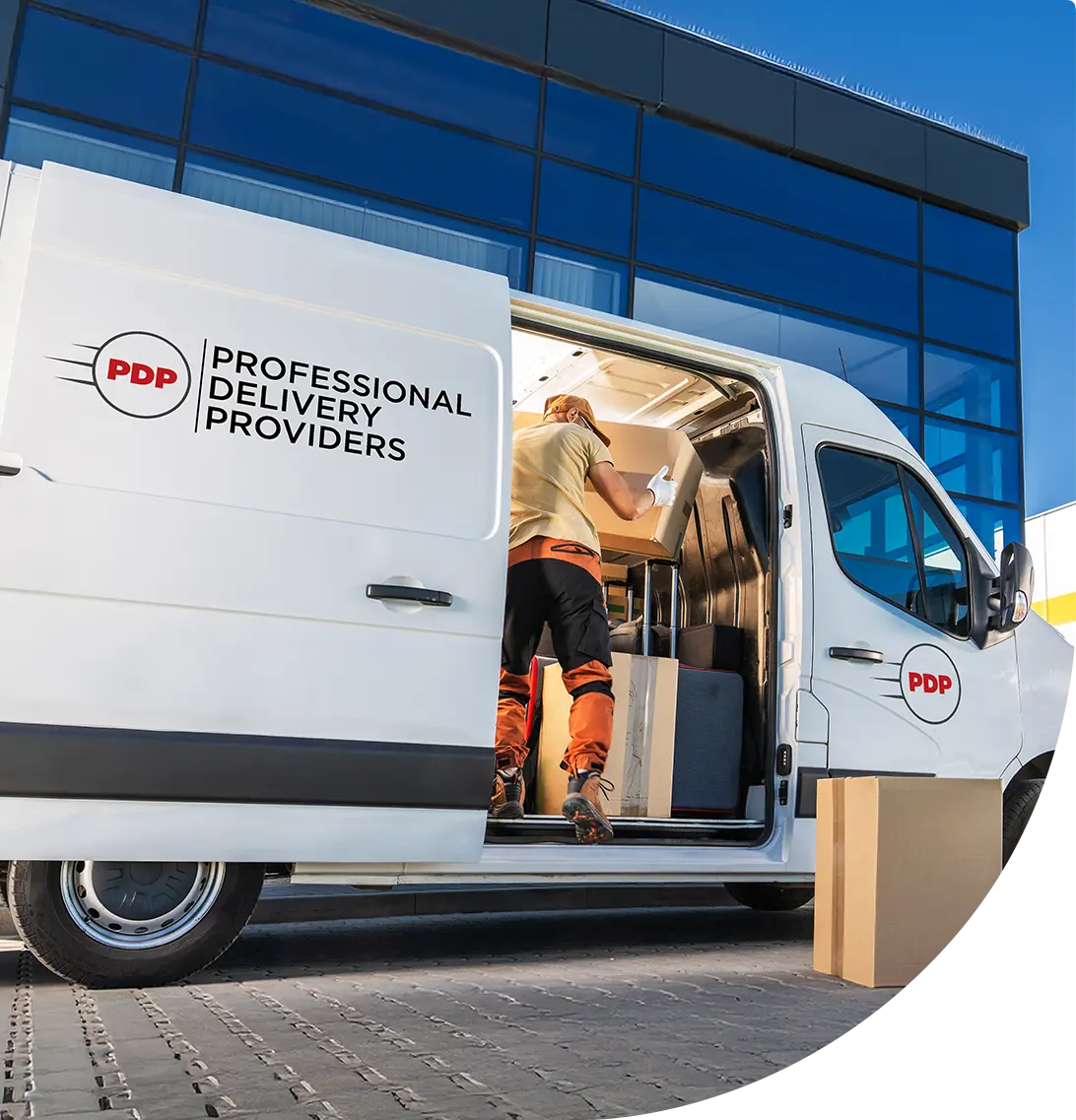 Professional Delivery Providers van at a delivery location