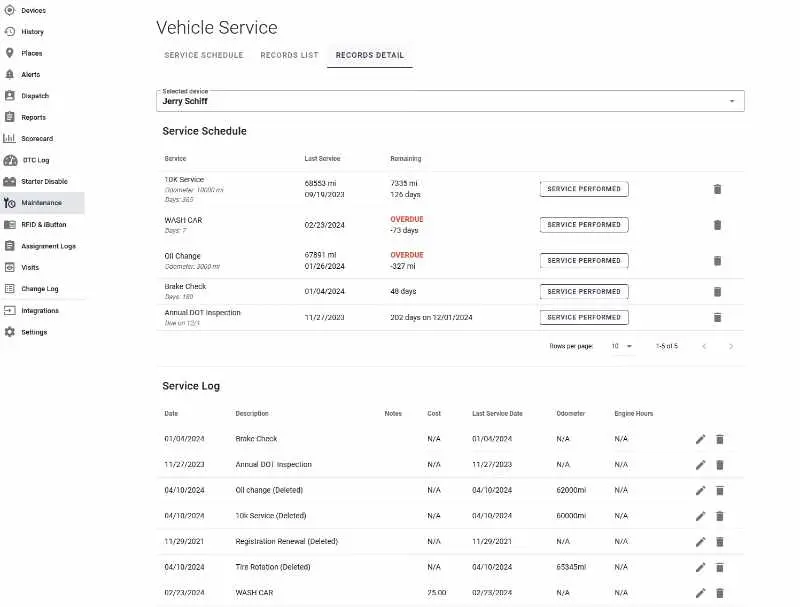 Screenshot of OSG platform showing maintenance features