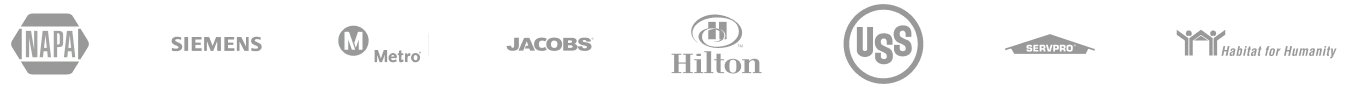 Grey logos of companies that use One Step GPS