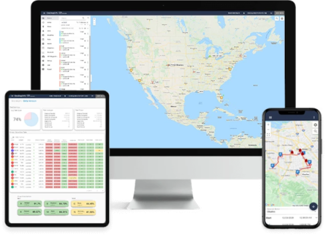 One Step GPS UI on desktop, tablet, and mobile devices